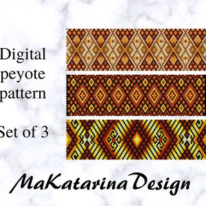 DIGITAL Set of 3 Peyote Patterns, Geometric Design, Odd Count Peyote, Beading Tutorials