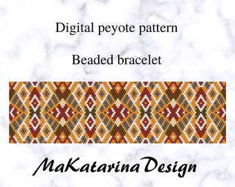 DIGITAL Peyote Bracelet, Beading Tutorial, Odd Count Peyote Cuff Bracelet, Seed Bead Pattern