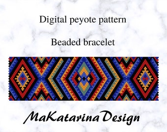 DIGITAL Geometric Odd Count Peyote Pattern, Boho Design, Peyote Stitch