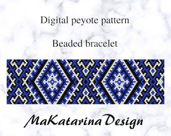 DIGITAL Peyote Bracelet Pattern, Odd Count Peyote, Boho Pattern, Beadwork Tutorial