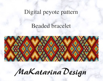 Wzór na bransoletkę DIGITAL Peyote, wzór na nieparzystą liczbę Peyote, bransoletka mankietowa