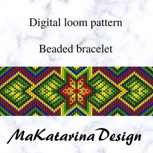 DIGITAL Floral Loom Cuff Bracelet Pattern, Beaded Cuff, Beading Tutorial, Seed Bead Bracelet
