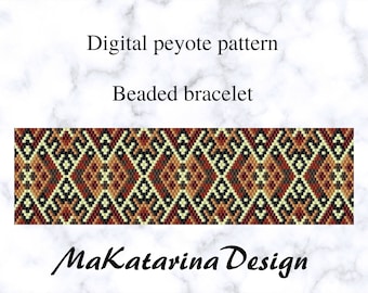 DIGITAL Peyote Cuff Bracelet Pattern, Beaded Bracelet, Odd Count Peyote, Bookmark Pattern