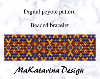 DIGITAL Peyote Bracelet Pattern, Beadwork Tutorial, Odd Count Peyote, Bead Bracelet