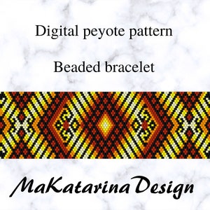 DIGITAL Peyote Bracelet Pattern, Abstract Mosaic, Odd Count Peyote