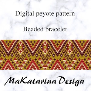 DIGITAL Peyote Bracelet Pattern, Ethnic Pattern, Even Count Peyote, Beading Tutorials