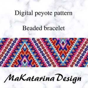 DIGITAL Peyote Cuff Bracelet Pattern, Even Count Peyote, Geometric Design, Mosaic Pattern