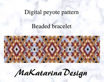 DIGITAL Peyote Cuff Bracelet, Beading Tutorial, Odd Count Peyote, Beaded Bracelet