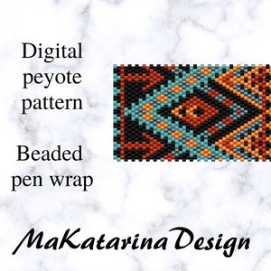 DIGITAL Peyote G2 Pen Wrap Pattern, Colorful Pen Cover Design, Even Count Peyote