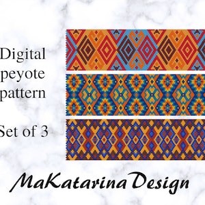 DIGITAL Set of 3 Peyote Patterns, Odd Count Peyote, Beadwork Pattern, Beading Tutorials
