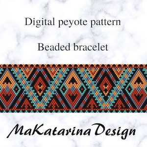 DIGITAL Geometric Peyote Pattern, Colorful Boho Stitch, Even Count Peyote