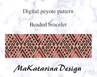 DIGITALE Peyote Manschettenarmband, Seed Bead Muster, Perlen Tutorial, Even Count Peyote