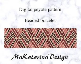 DIGITAL Peyote Cuff Bracelet, Seed Bead Pattern, Beading Tutorial, Even Count Peyote