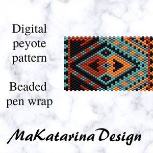 DIGITAL Peyote G2 Pen Wrap Pattern, Boho Pen Cover Design, Even Count Peyote