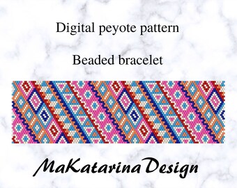 DIGITAL Geometric Peyote Pattern, Beaded Bracelet, Seed Bead Pattern, Beading Tutorial