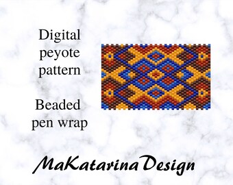 Padrão de capa de caneta DIGITAL Peyote G2, caneta de capa com cercadura, envoltório de caneta Pilot G2