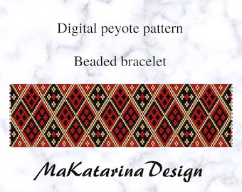 DIGITAL Peyote Bracelet Pattern, Odd Count Peyote, Geometric Design