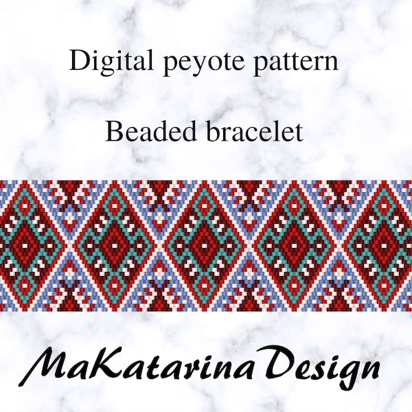 DIGITAL Peyote Bracelet Pattern, Ethnic Style, Odd Count Peyote