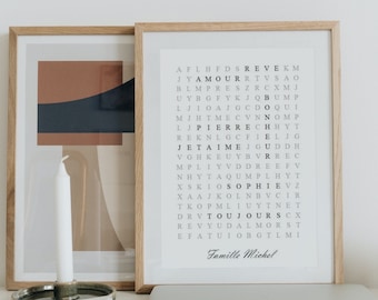 Scrabble Poster Family Parent Child Baby, Unique Personalized Gift, Home Decor, Chalkboard, Black Frame - Christmas