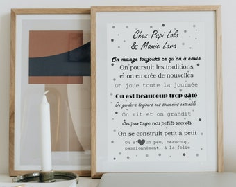 Affiche personnalisée papi mamie personnalisable grands parents papy  mamy pépé mémé cadeau merci vacances  idée de cadeau - fête Noël