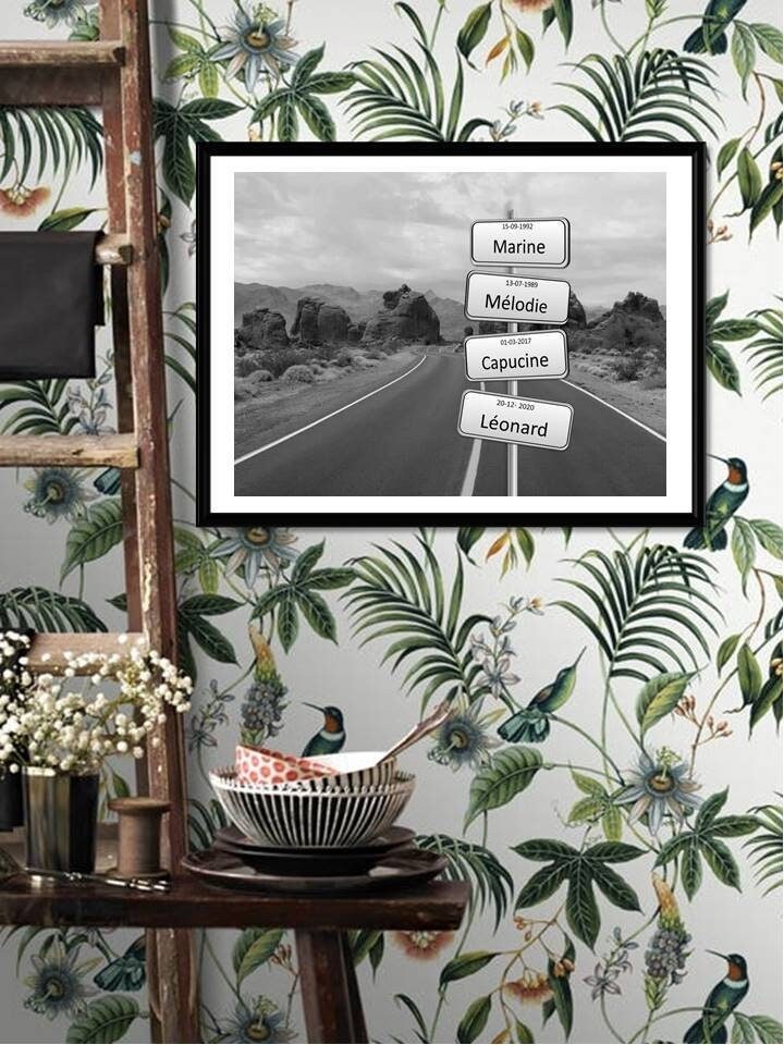 Affiche Personnalisée Prénom Famille Ouest Américain, Idée de Cadeau Personnalisé, Tableau Cadre - P