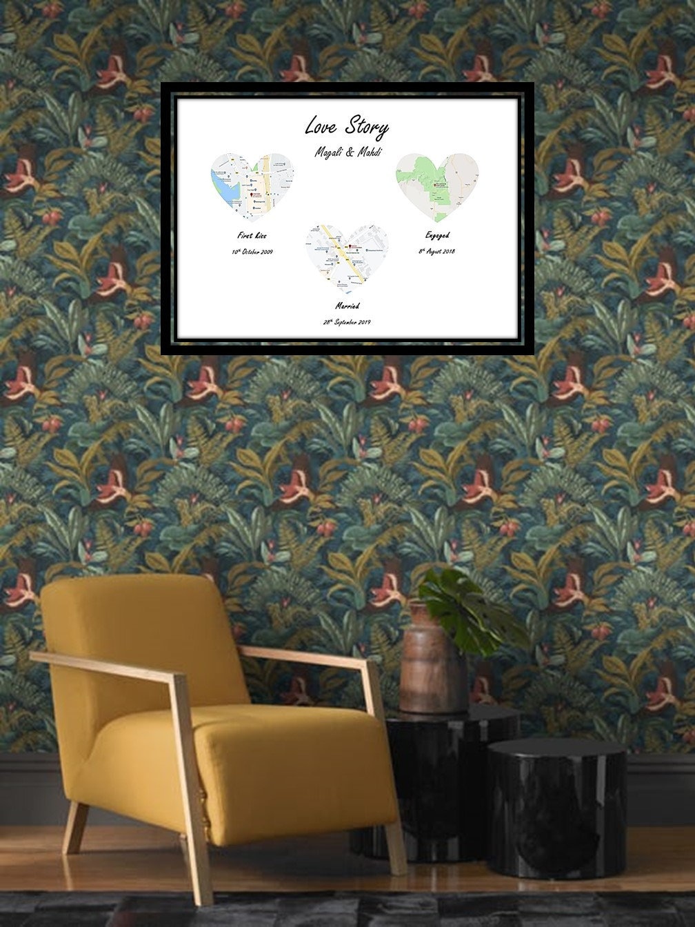 Affiche Personnalisée Cadre Amour Souvenirs Anniversaire Mariage Fiançailles Cadeau Couple - Saint S