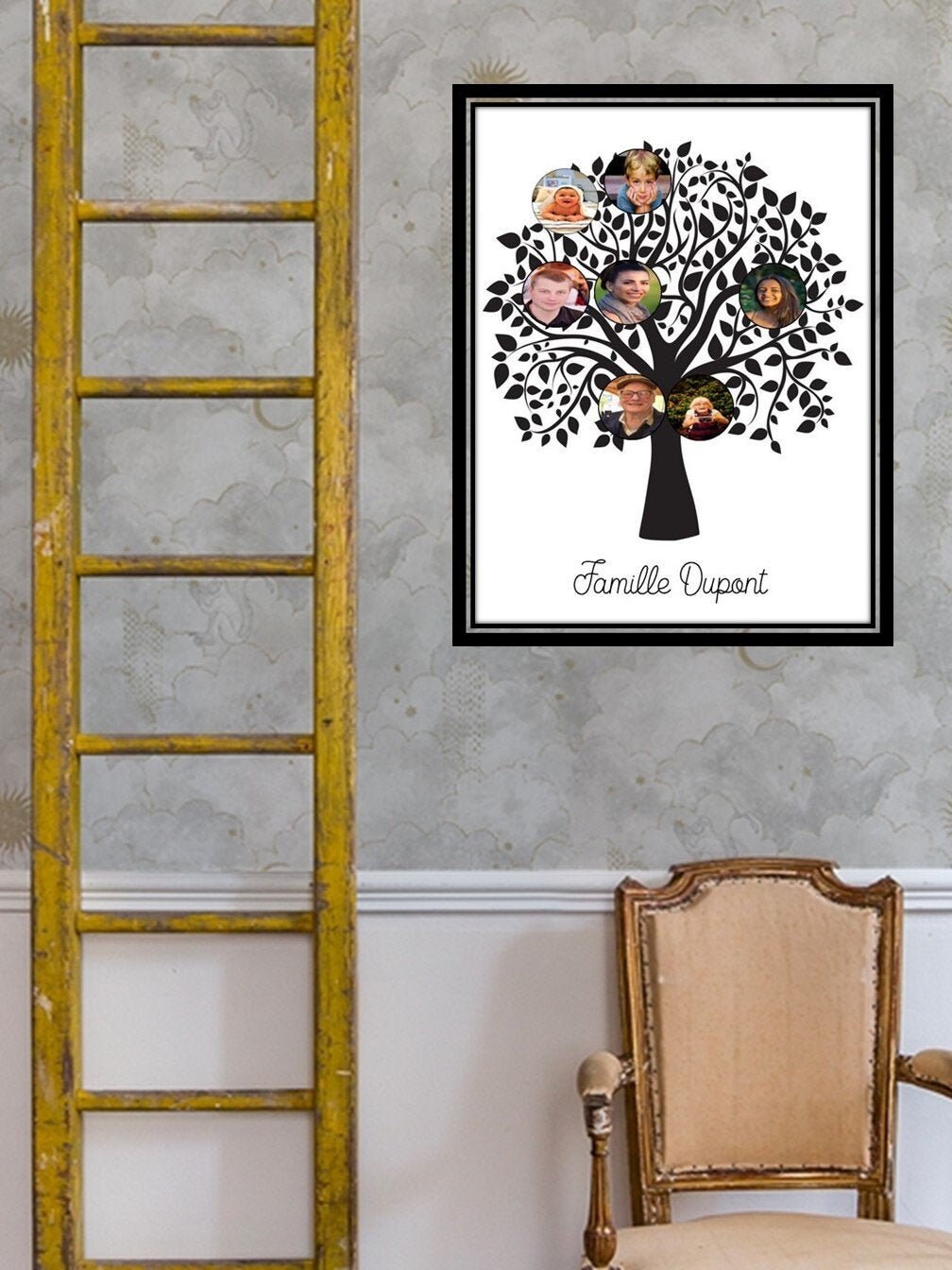 Affiche Personnalisée Arbre Généalogique, Idée de Cadeau Mariage Fiançailles, Cadre Couple Personnal