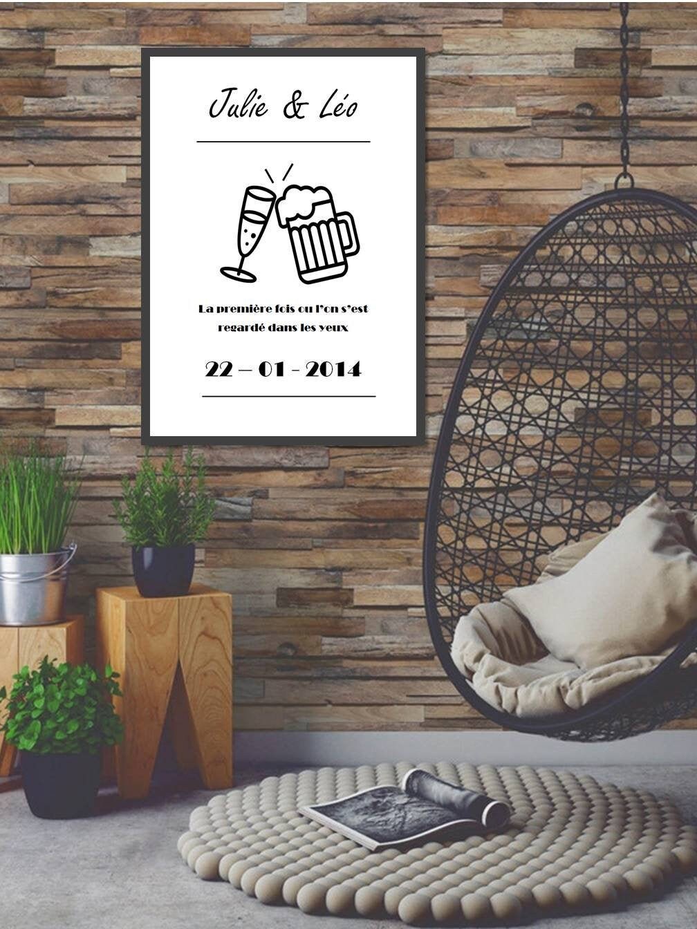 Affiche Personnalisée Rencontre Amour, Famille, Mariage St Valentin Amoureux Décoration Couple, Idée