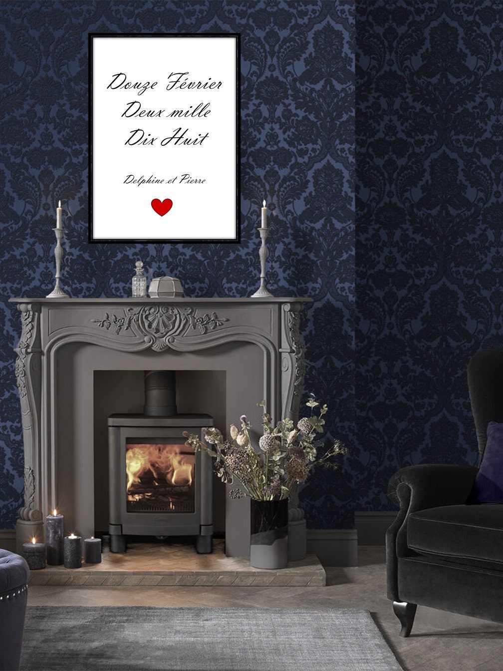 Affiche Personnalisée Amour, Famille Idée de Cadeau d'anniversaire Mariage Fiançailles St Valentin A