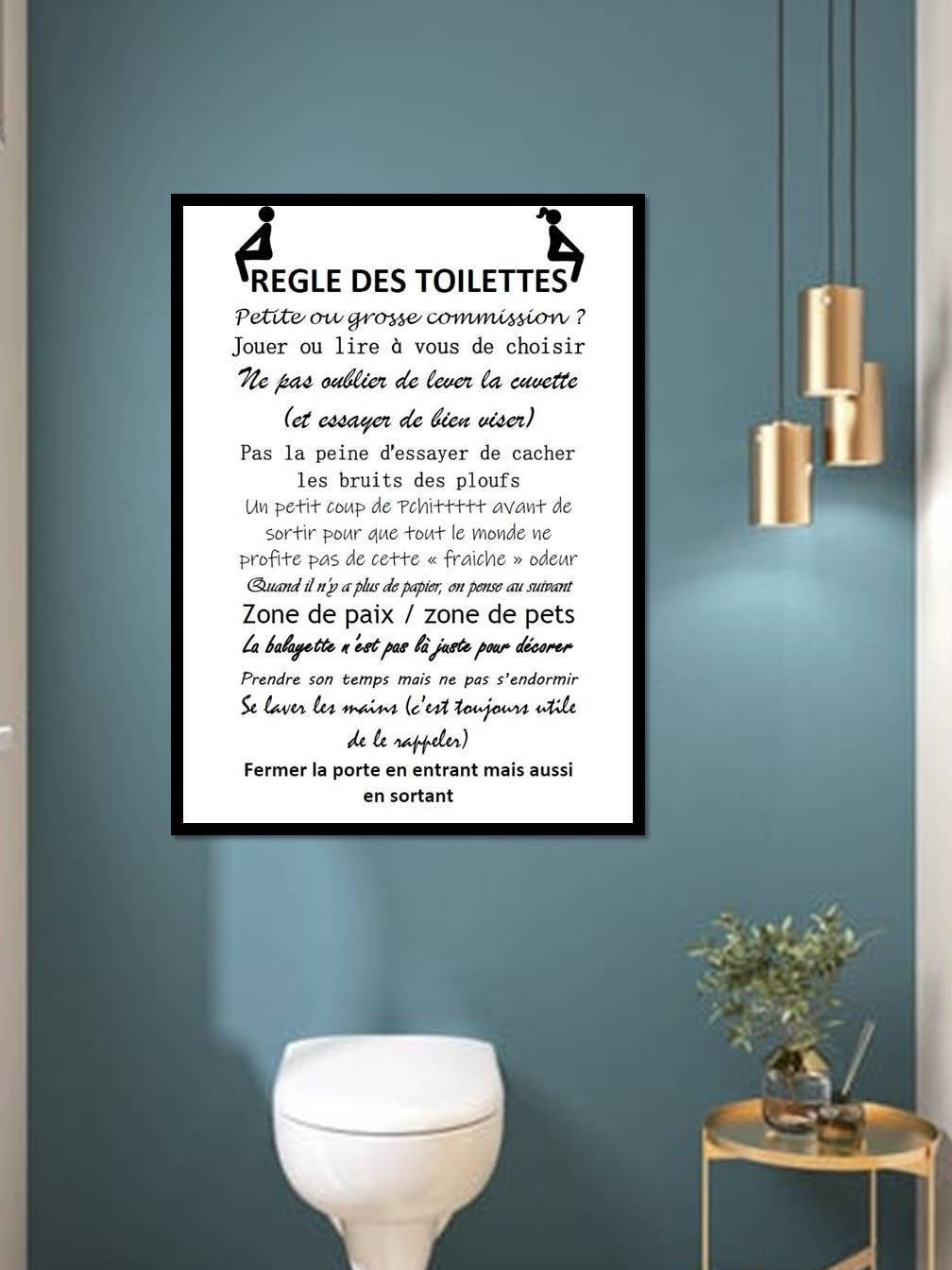 Affiche personnalisée règle des toilettes WC, idée de cadeau