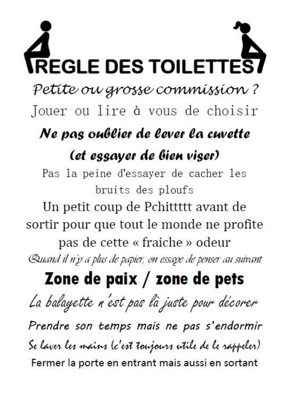 affiche règles d'or des toilettes