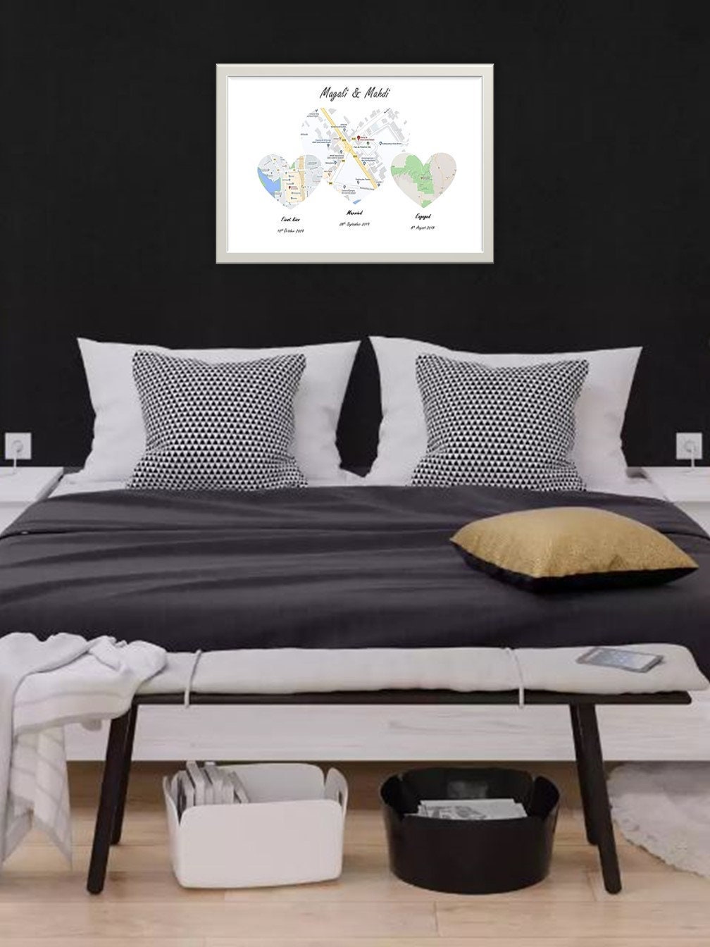 Affiche Personnalisée Cadre Amour Souvenirs Anniversaire Mariage Fiançailles Cadeau Couple - Saint S