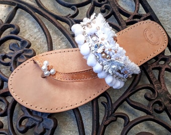 Wedding sandals for bride| white lace sandals| Bridal wedding shoes