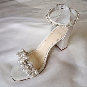 Pearl Wedding Shoes for Bride/ Bridal Block Heels/ Rhinestone - Etsy