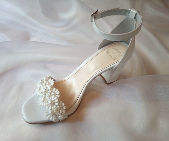 Pearl Wedding Shoes for Bride/ Bridal Shoes Block Heel/ Pearl - Etsy