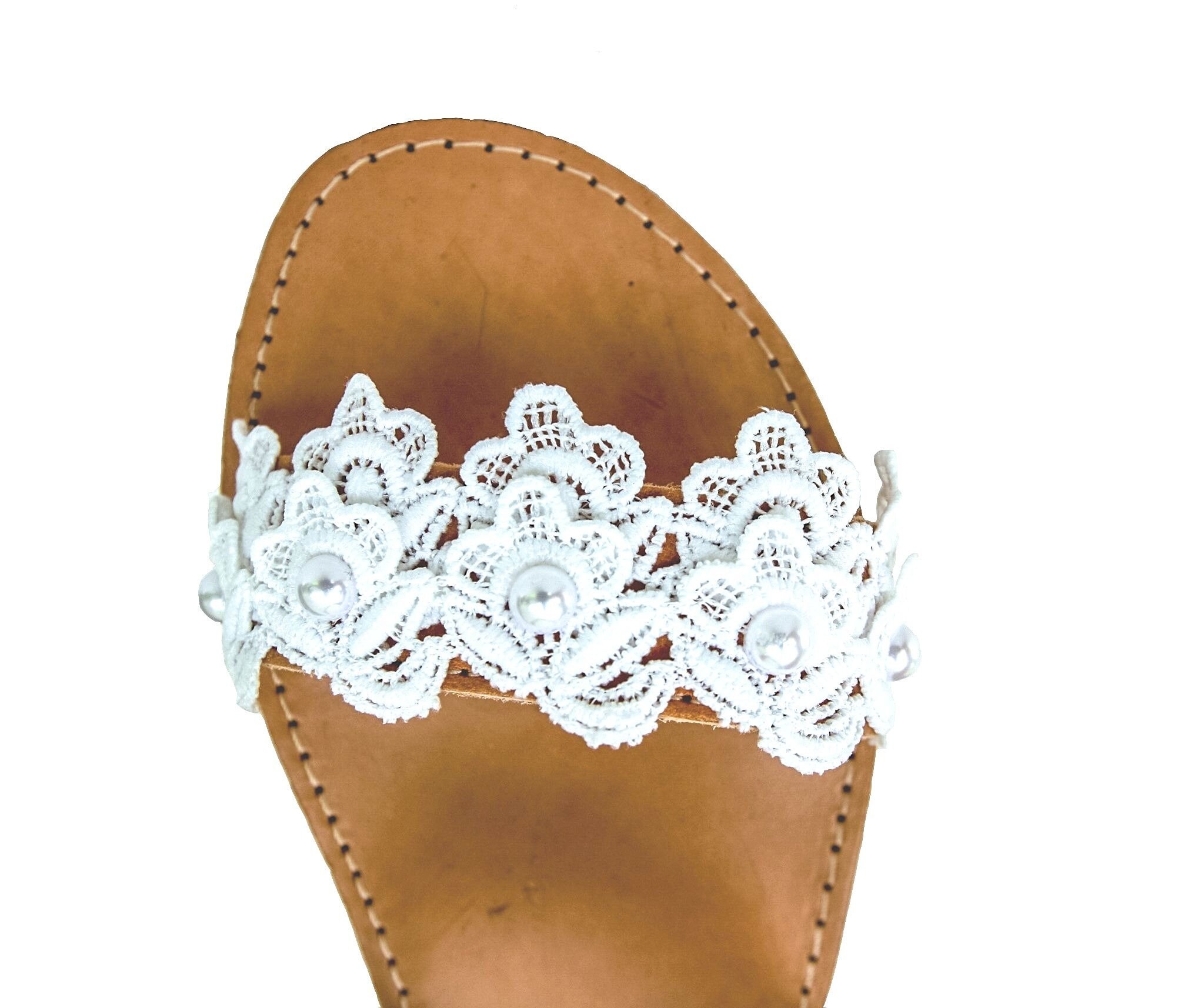 bridal white pearl flat sandals