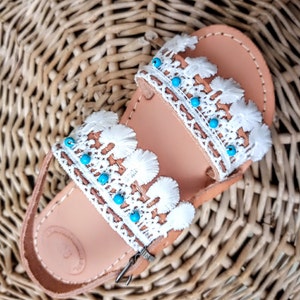 Girls babtism sandals,Handmade baby kids boho sandals,Girl Wedding Sandals,Greek sandals