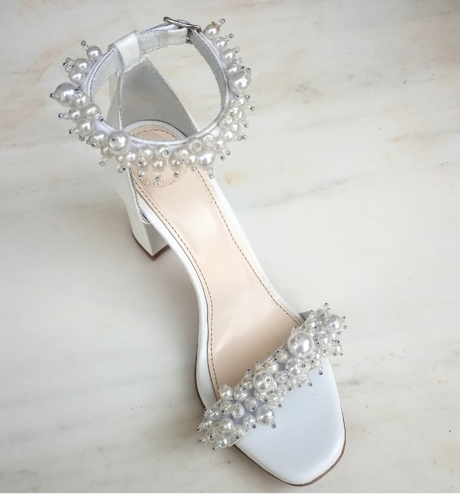 Wedding Shoes for Bride With Pearls/ Bridal Shoes Block Heel/ Etsy