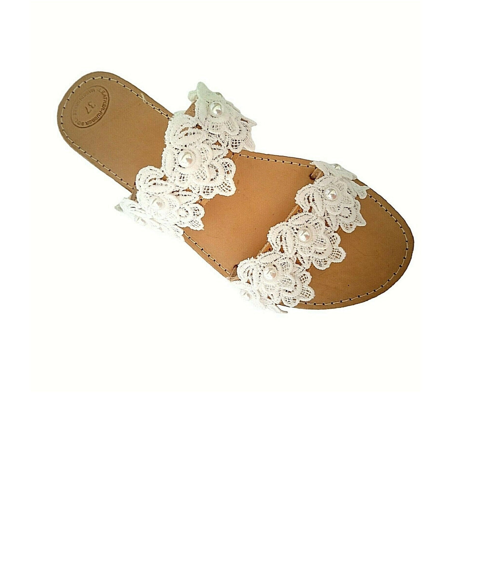 bridal white pearl flat sandals