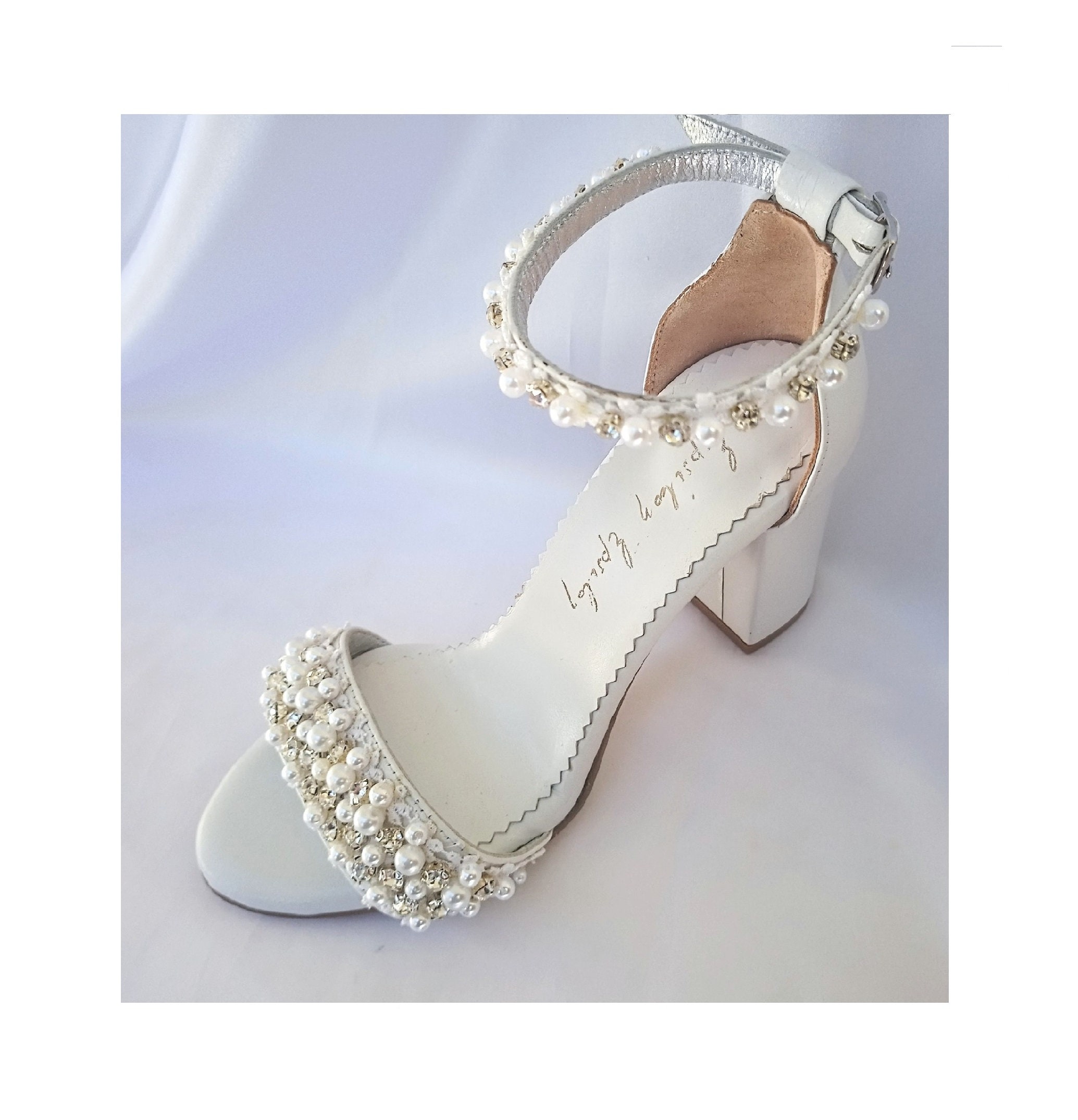 LLBubble High Heels Pearls Wedding Shoes for Bride