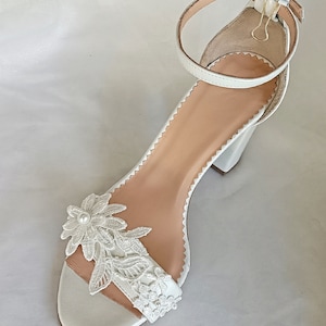 FlOWER WEDDING BLOCK HEEL