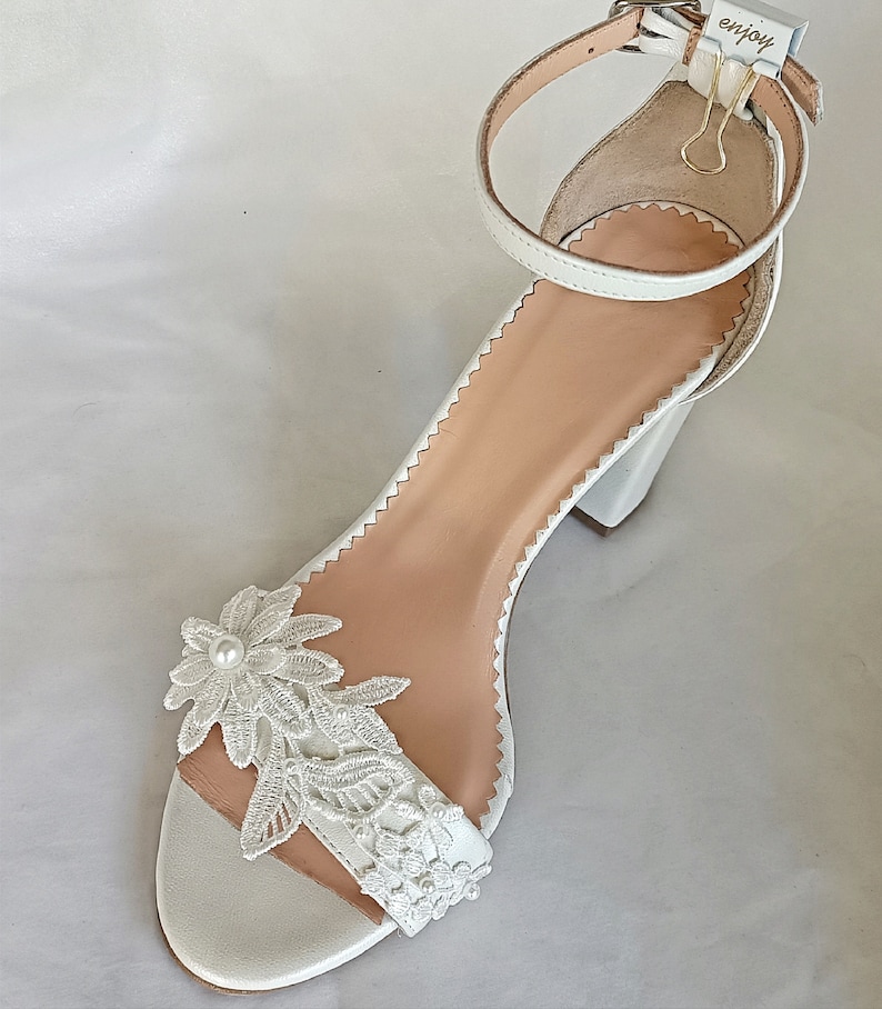 FlOWER WEDDING BLOCK HEEL