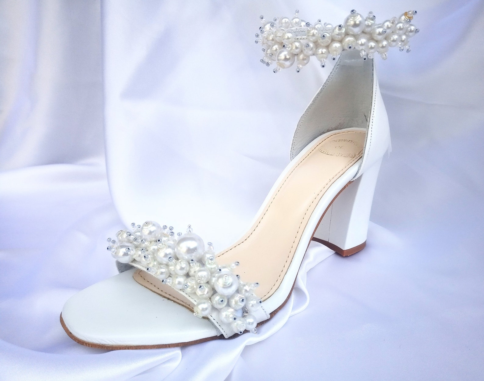 Wedding Shoes for Bride With Pearls/ Bridal Shoes Block Heel/ Etsy