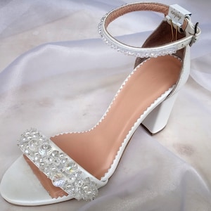 White Sequin Heels Etsy