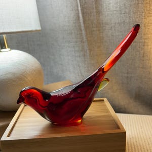 Vintage Red Glass Bird - Etsy