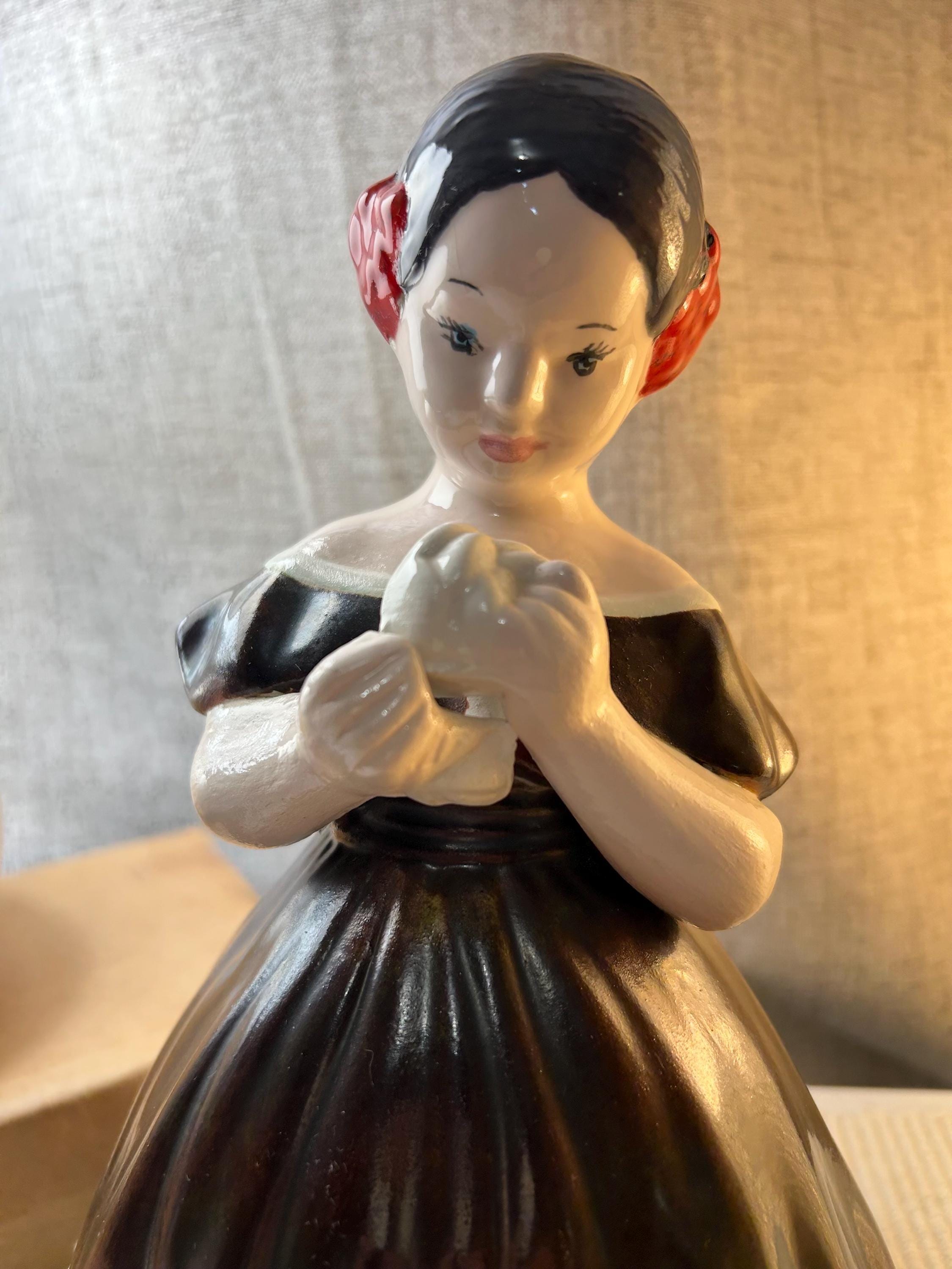 Girl in Red Dress Ceramic Figurine Vintage - Etsy