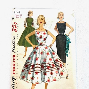 Simplicity Junior Misses and Misses One Piece Dress and Jumper with 2 Skirts Pattern 1194 Size 11 Bust 29 (Y)