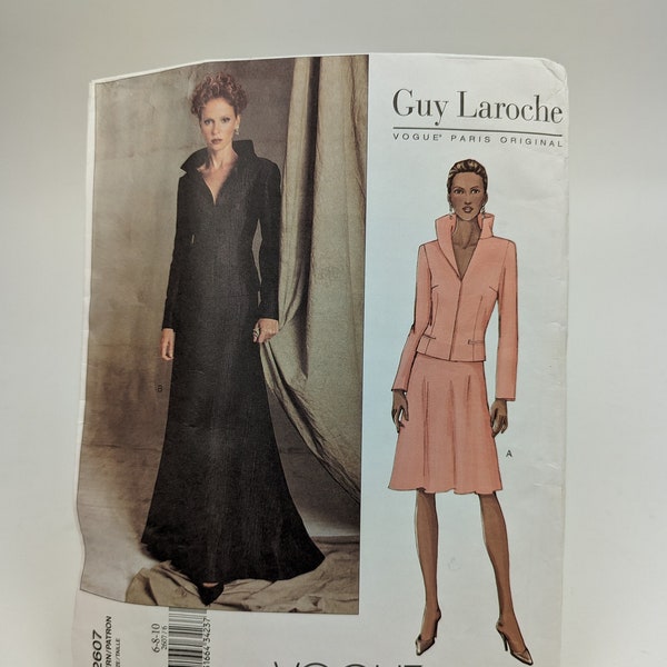 Uncut Vogue Guy Laroche Paris Original #2607 Size 6-8-10 Average Misses Jacket and Skirt