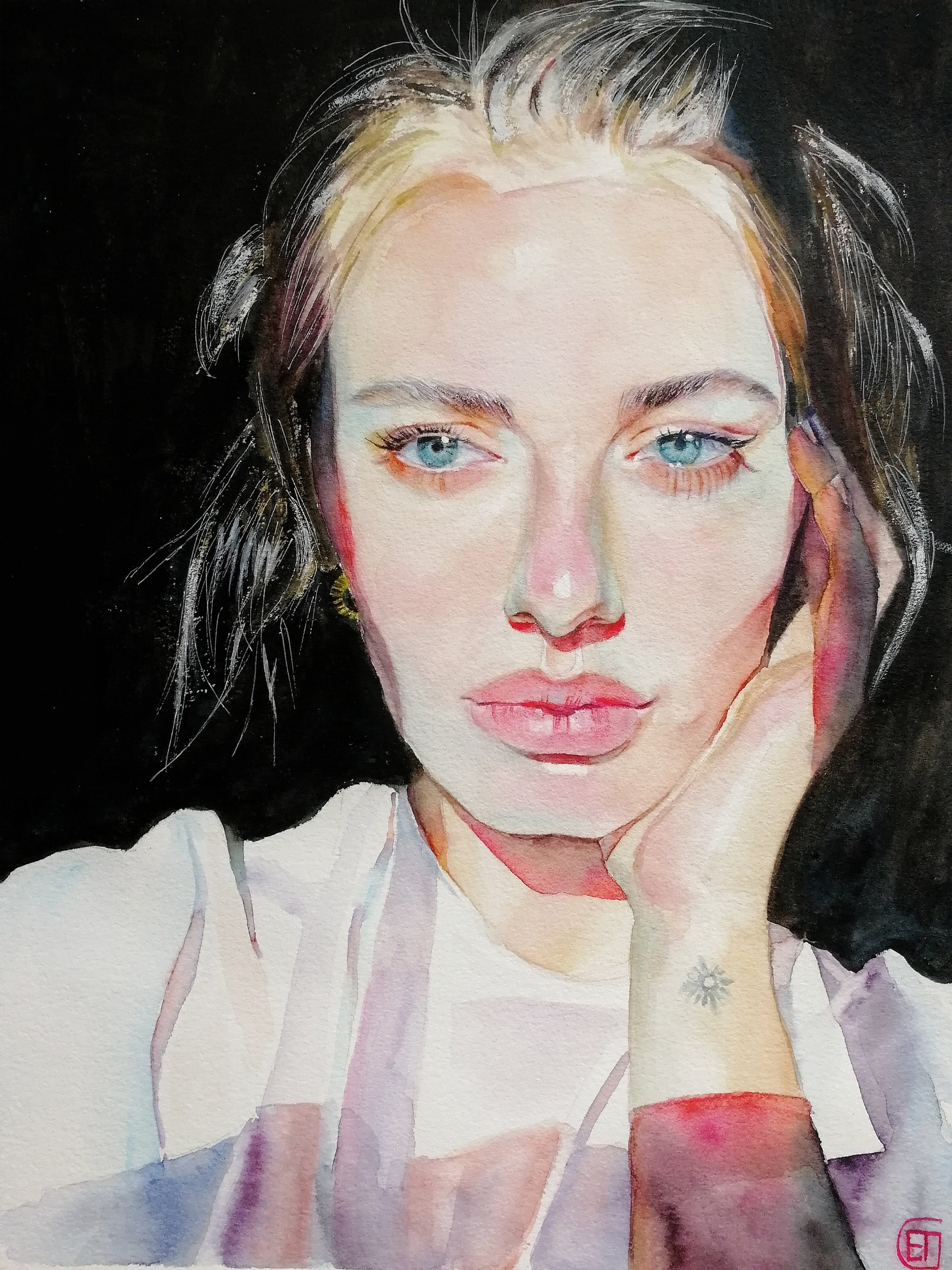 Woman portrait watercolor painting ORIGINAL artwork Feminine Etsy