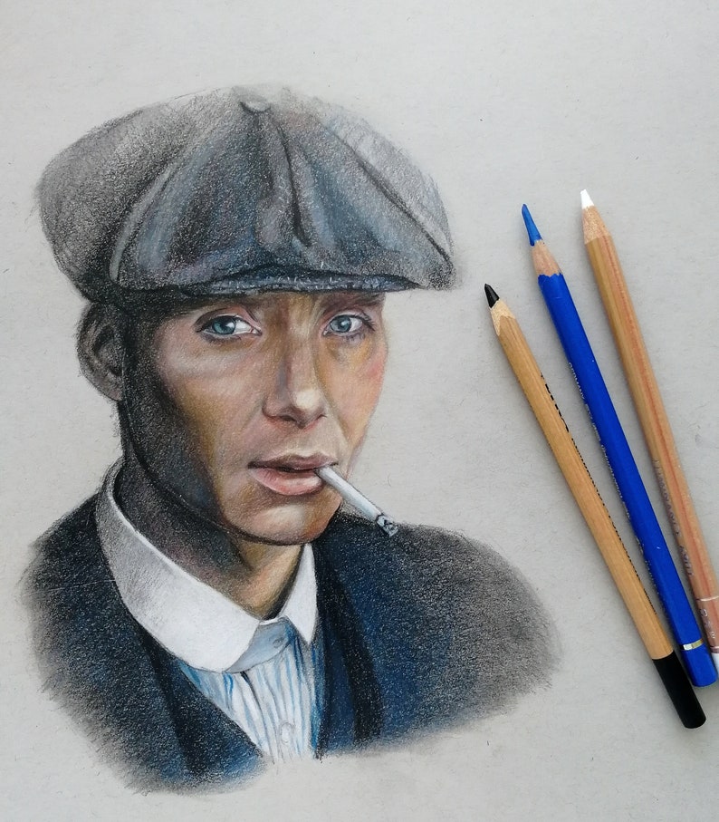 Peaky Blinders hand drawn portrait Thomas Shelby original | Etsy